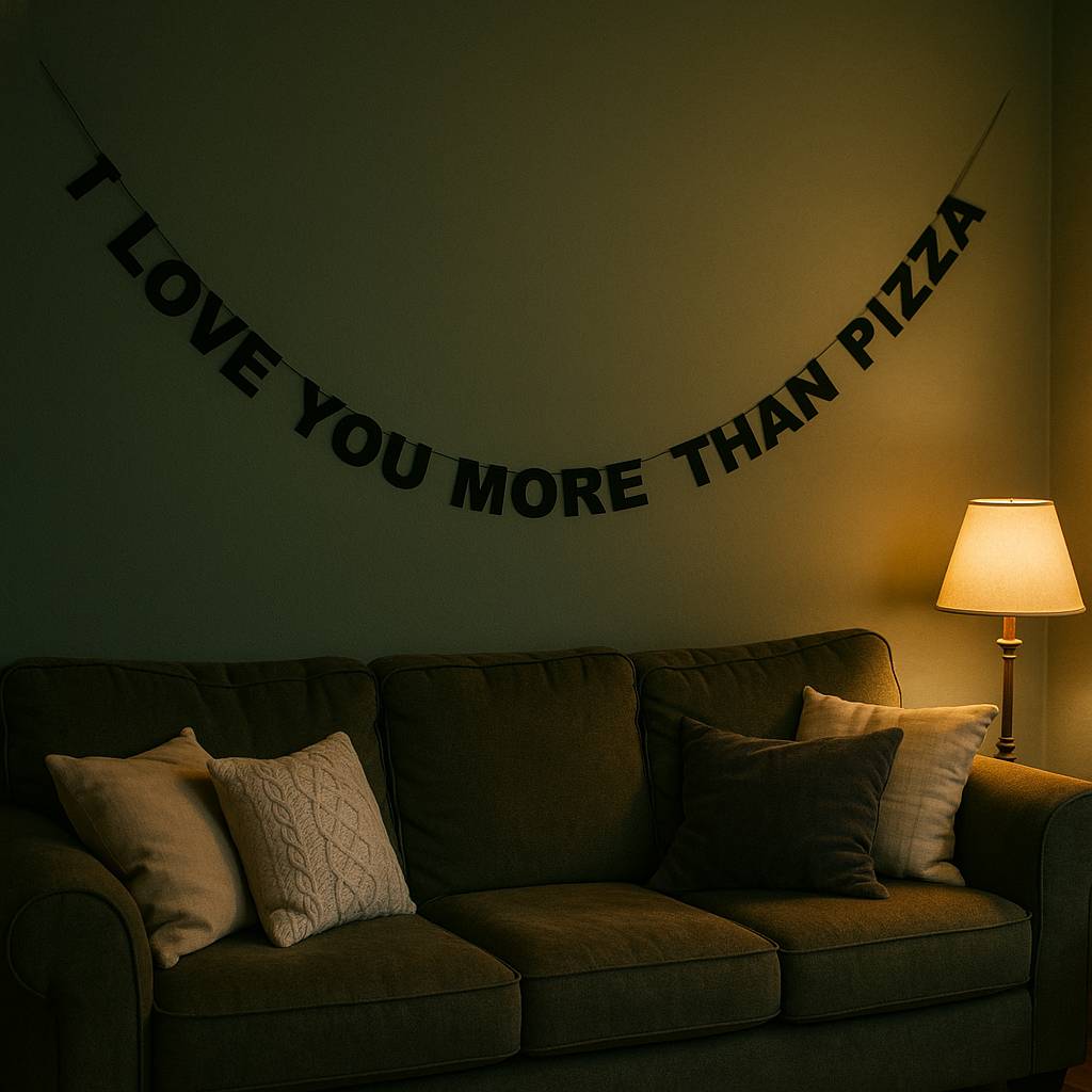 Garland 'I LOVE YOU MORE THAN PIZZA'